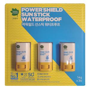 그린핑거 파워쉴드 선스틱 워터프루프 14g x 3개 /여름/물놀이/자외선차단/선스틱/어린이/가족/여름필수품/저자극