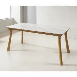 라운지 6인용 고무나무 원목 세라믹 식탁 프레임 테이블 방문설치