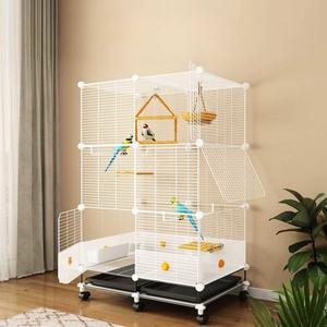 대형 앵무새 새장 앵무새장 놀이터 바퀴 번식지 스플래시 투명 스틸 버드 패키지 방지