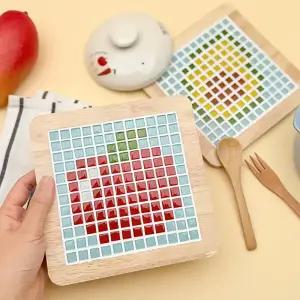 [문구티쳐] 토단 원목 타일아트 냄비 받침 만들기 (과일) 1인세트 (4종 택 1) DIY 타일공예 과일모양액자 인테리어소품 단체만들기수업