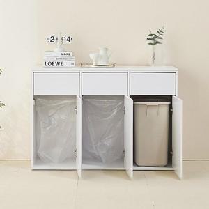[인터데코]3칸 휴지통 수납장 분리수거장 (휴지통 미포함) 120cm P0000RHP (착불)
