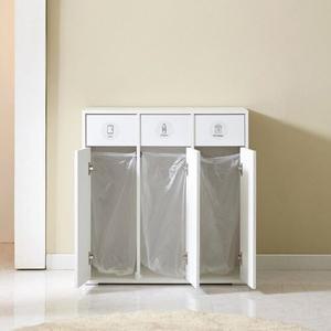 [인터데코]3칸 휴지통 수납장 분리수거장 (휴지통 미포함) 80cm P0000QAF (착불)