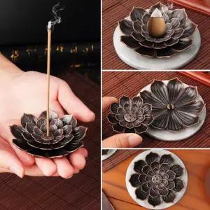 연꽃 인센스 스틱 향초 꽂이 홀더 받침대 인센트 초받침대 향로 세트 캔들 받침 촛불 향