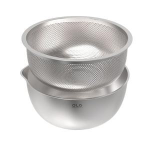 올지 스텐 304 채반 믹싱볼 2단세트 볼 깊은 다용도