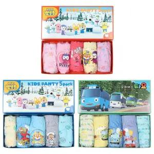 [보리보리/키즈라인]아동용 뽀로로 타요 순면 삼각팬티 5매 유아동 남아 여아 배변훈련 속옷