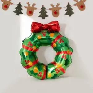 크리스마스 원형리스 은박풍선 45x50cm 모양풍선 가랜드 벽장식 행사 파티 소품