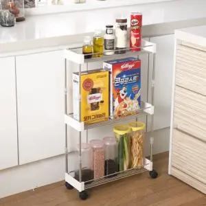 높이조절 주방 틈새 정리 수납 선반 트롤리 3단 4단 높이조절이동식트롤리 이동식틈새선반