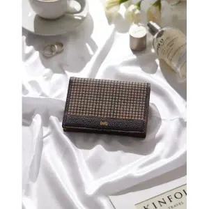 [롯데백화점]닥스 액세서리 [선물포장/쇼핑백동봉] 하운드투스 브라운 체크 가죽 카드지갑 DBHO5F720