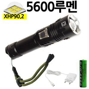 XHP90.2칩 LED 충전식 줌 랜턴 손전등 후레쉬 5600MAX