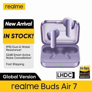 글로벌 버전 realme Buds Air 7 TWS 이어폰 52dB 소음 제거 52시간 배터리 수명 12.4mm 베이스 드라이버 LH