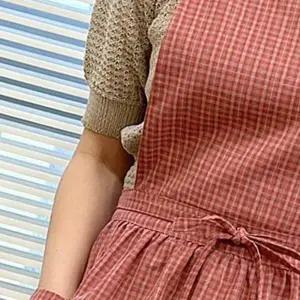 [오너클랜]어린이집 앞치마 핑크 체크 다용도 허리끈 어린이용