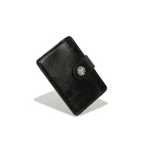 LEMASQUE 미니 데이지 슬림 소가죽 카드지갑 블랙