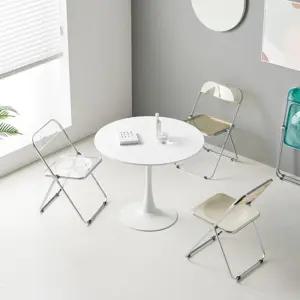 홈카페 인테리어 화이트 원형 테이블 900 디자인가구 침실탁자