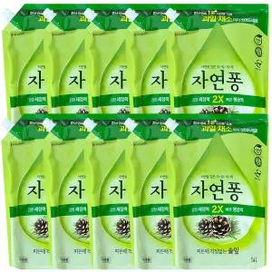 엘지생활건강 자연퐁 찌든때 걱정없는 솔잎 주방세제 리필 1.4L 10개