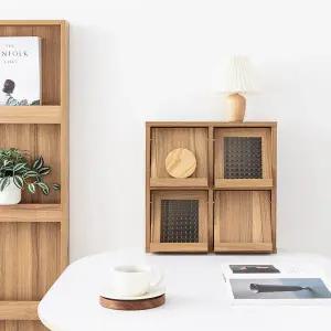 원목수납장 4도어 거실 주방 다용도 수납장 미니 수납 정리함