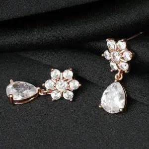 [오노마] ONM 14K 골드필드 핀 블링 큐빅 꽃 드롭 귀걸이