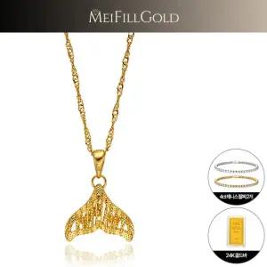 24K 골드 고래꼬리 투웨이 목걸이 + 24K 골드바 + 4캐럿 테니스팔찌 2개