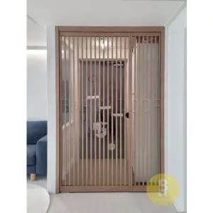 [바른도어]01번 초슬림유압 비대칭양개스윙중문 간살형 영림109 우드 투명강화유리a