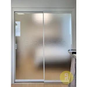 [바른도어]90번 초슬림2짝미서기중문 화이트 샤틴투명강화유리a