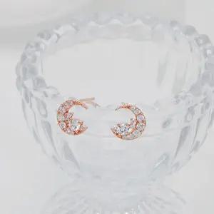 [오노마] ONM 골드필드 14K GF 글리터 문 핀 귀걸이