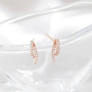 [오노마] ONM 여성귀걸이 14K 일자침 큐빅 귀걸이 핀 골드필