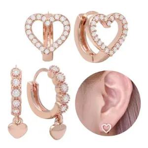 [오노마] ONM 여성귀걸이 14K 금침 로즈골드 큐빅 하트 원터