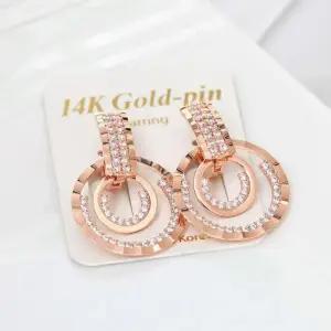 [오노마] ONM 여성귀걸이 14K 큐빅 금침 원터치링 로즈골드