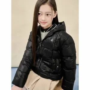 [BEANPOLE KIDS] 덕다운 체크 후드 경량 패딩  블랙 (BI5938U075) (BI5938U075)
