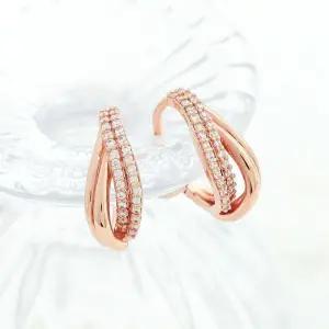 [아우트]볼드귀걸이 큐빅 웨이브 원터치 귀걸이 14K