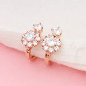 [아우트]큐빅 링귀걸이 화려한 로즈골드 귀걸이 14K