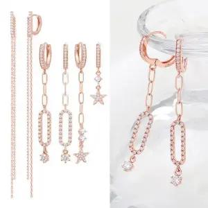 [아우트]유니크 큐빅 진주 이어링 드롭 귀걸이 14K