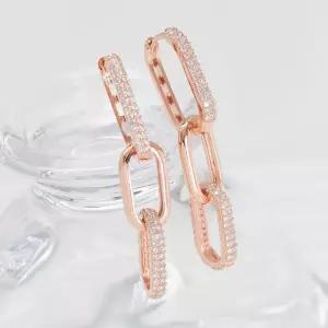 [아우트]금침 로즈골드 원터치링 큐빅 귀걸이 14K