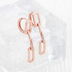 [아우트]핀 깔끔한귀걸이 드롭 로즈골드 귀걸이 14K