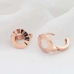 [아우트]로즈골드 라운드 원터치링 귀걸이 14K