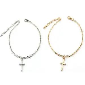 [아우트]십자가 두줄발찌 펜던트 체인 여자 발찌