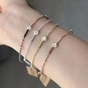 땡큐베리메르시 네잎클로버팔찌 행운 매듭 실팔찌 행운 우정 끈팔찌 선물