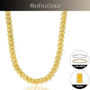 24K 골드 로얄 리프 목걸이 + 24K 골드바 + 4캐럿 테니스팔찌 2개