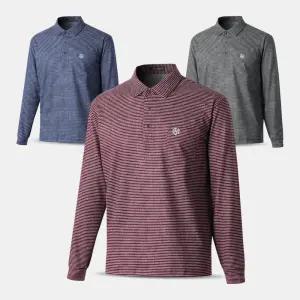 남성 기모 줄무늬 골프 카라 티셔츠 THA05 가을 겨울