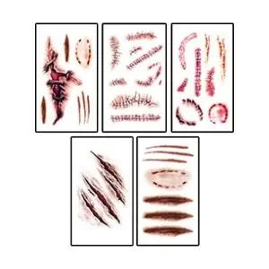 할로윈 미니 타투스티커 5종세트 리얼한 상처 흉터 좀비 분장 -DM