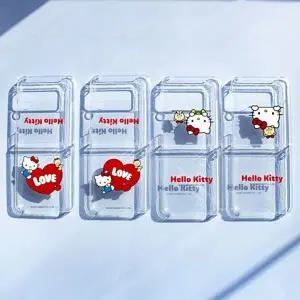 엠픽 헬로키티 하트 Z플립 케이스 투명 클리어 플립7