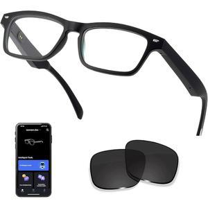 AI 기능이 있는 스마트 글래스, 130개 이상의 번역 블루투스 뮤직 블루라이트 방지/UV400 렌즈, 음악 재생 오디오 안경/핸즈프리 통화 헤드폰, 남성용 헤드폰 안경