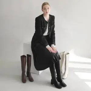 [OLLIE] 올리 루디아 스퀘어 롱 부츠 굽선택 3.5/6.5cm(OL-6300+OL-6500)