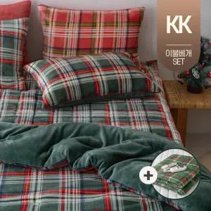 먼지없는 극세사 겨울 차렵이불 침구 킹사이즈 슈퍼킹 KK (베개세트) + 카본 탄소 전기 매트 장판 D (더블)