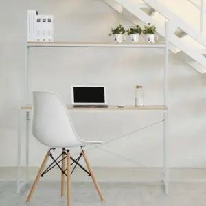 아이언선반 흰색 프레임 2단 책상 원룸 공부테이블 수납형 (WFK19DW)