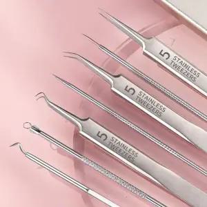 여드름압출 바늘 피지뽑기 핀셋 집게 제거기 8종세트