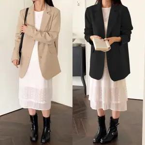 허밍퍼플 여성용 1648 로에블 트임 자켓 빅사이즈 아우터 신상 가을 봄 간절기 투버튼 정장 오피스 출근룩