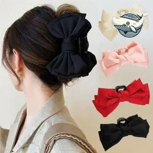 여성 새틴 리본 헤어핀 스타일리시 올림머리-WFH71E8