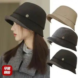 엔비 라인 벙거지 여성용 울 니트 버킷햇 데일리 모자