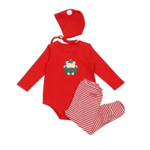 [압소바](의정부점)[압소바 25FW 임신출산선물] 캐롤 바디슈트+모자 세트(A2710624/빨강)