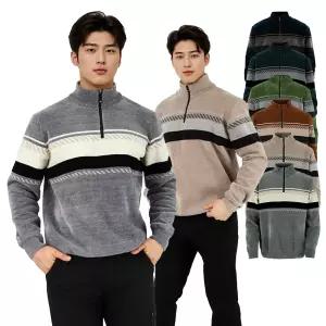 아센티 극세사 기모 집업 니트 티셔츠 도톰 보온 배색 스판 아웃도어 파크골프 429